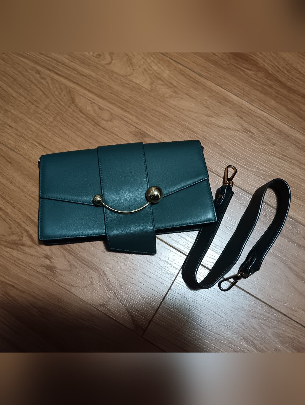 Strathberry Bottle Green Mini Crescent